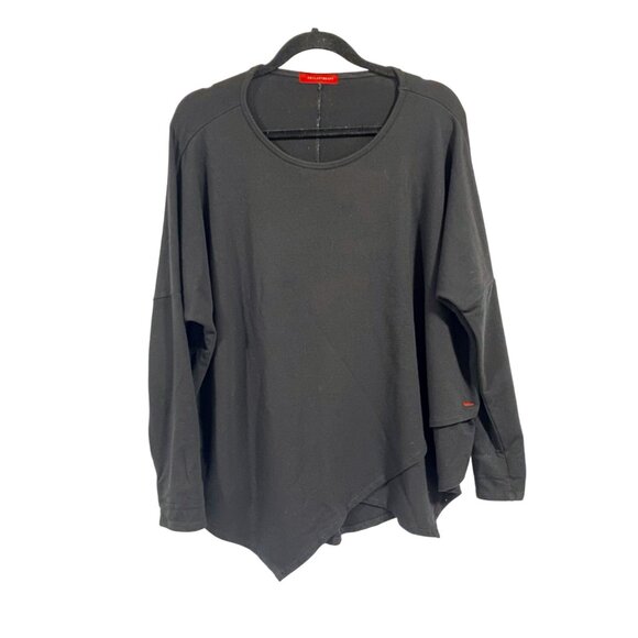 n: PHILANTHROPY Black Asymmetrical Hem Long Sleeve Black Sweatshirt Size XS / S - Picture 1 of 8